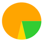 A yellow green and orange circle with a triangle in the center

Description automatically generated