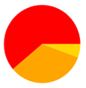A red and yellow circle with a few triangles

Description automatically generated